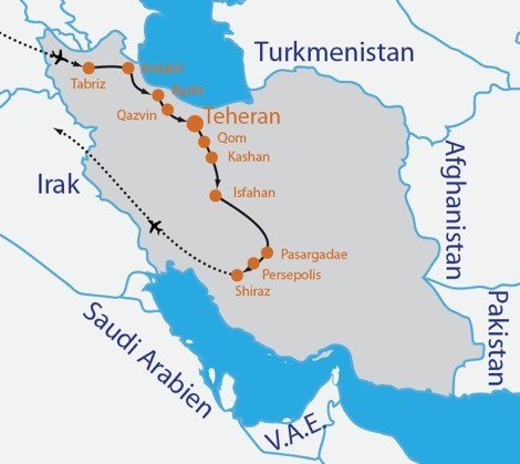 Iran Reise Frau Reiseroute